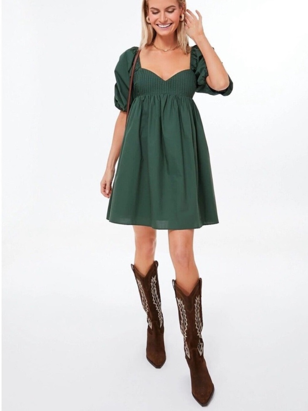 Hyacinth House Emerald Puff Sleeve Sasha Mini Dress small